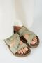 Tulipan Women's Genuine Leather Water Green Slippers with Straps - 6