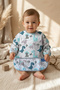 Rexy Dinosaur Patterned Liquid-Proof Long Sleeve Baby Bib - Blw Compatible, Pocketed and Stain-Resistant Baby Bib
