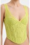 Women's Front Underwire Lace and Tulle Detailed Strap Design Corset - 4
