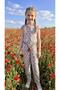 Deco 19165 Girl's Floral Belted Combed Cotton Jumpsuit - 2