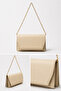 Cream Bag with Leather Look Chain Strap for Women - Stylish Portfolio Clutch - 3