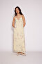 Flower-Patterned Lace Dress with Detailing in Yellow