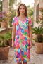 Women's Plus Size Lycra Crew Neck Floral Pattern Short Sleeve Mother Combed Cotton Dress