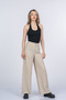 Women's Summer Beige High Waist Luvina Premium Linen Trousers Casual Daily Office Stylish 30399 - 4