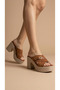 Side Buckle Detailed High Lightly Padded Heeled Comfortable Women's Summer Slippers Sandals - 2