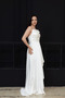 Satin Backless Long Evening Dress with Drawstring - White - 6