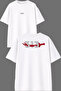 Kılıç 3 Design Front and Back Printed White Oversize T-Shirt