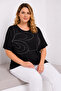 Women's Plus Size Black, Stone Detailed Bat Sleeve Blouse 65N39526 - 7