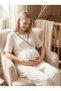 New Season Ecru 100% Cotton Double-Breasted Collared Maternity and Postpartum Nursing Pajama Set with Adjustable Waist and Dressing Gown, 3-Piece Set - 8