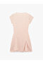 Comfortable Fit Windowpane Detail Short Sleeve Mini Polka Dot Dress - 5