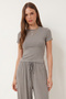 Soft Textured Cashmere Top and Bottom Set Lfw0026 Gray - 3