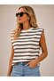 New Season Cotton Striped Padded Basic Casual Women's T-Shirt - 2