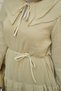 Women's Collared Skirt with Tie, Gathered Dress, Mold Green - 6