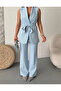 Double Blazer Suit with Thick Belted Vest and Trousers - 4