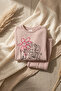 Girl's Kind Nature Printed Salmon Tracksuit Set with Ruffle Detail - Cotton Comfortable Cut Two-Thread Set - 7
