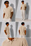 Men's Short Sleeve Ribbed Half Button Closure Polo Collar T-Shirt 26001 - 2