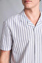 100% Cotton Regular Fit Apaş Collar Striped Short Sleeve Shirt H5644Ax26Sm - 4