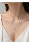 Liora Minimal Baguette Stone Elegant Steel Necklace (Silver Color) - 3