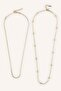 Women's Gold Color 2-Piece Chain Steel Necklace H2713Axns