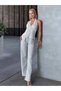 Women's Gray Striped Front Zipper Blouse Trousers Two-Piece Set Hzl25S-Zk13691 - 3