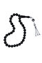 Silver-Embellished Tuğra Tassel Certified Erzurum Oltu Stone Prayer Beads 9 mm - 2