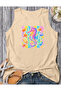 Summer Yaz Colorful Printed Summer Sleeveless Crew Neck Women's Tshirt