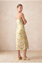 Women's Slim Fit Rope Strap Yellow, White Interlock Midi Dress Heloisa - 6