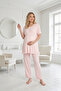 New Season Pink Summer Design Flounce Sleeve 100% Cotton Double Breasted Maternity Pajama Set - 4