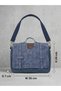 Canvas Shoulder Bag Navy Blue Unisex Laptop and Tablet Compatible Vintage 35X24X7 cm - 3