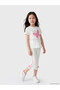 White Girls' Tights with Striped Sides and Bow Detail - 2