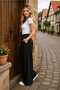 Women's Modal Fabric Wide Leg Black Trousers - 4