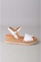 Seç 83 Genuine Leather Padded Heel Sandals (Heel Height: 5 cm) White