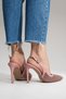Women's Pink Straw Weave Detailed Slingback 9 Cm. Thin High Heel Shoes Stiletto - 6