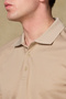 Bivo Mercerized Cotton Modern Fit Dark Beige Polo Collar Men's Plain Polo Shirt - 3