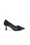 Stone and Mesh Detailed 6 cm Goblet Heel Women's Stylish Stiletto Shoes with Stones - 2
