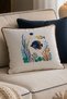 Marine Themed Embroidered Decorative Throw Pillow Cover – Fish Patterned Marine Style Throw Pillow Cover