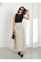 Belt Detail Zippered Poplin Fabric Polka Dot Pattern Long Skirt - Cream (Suitable for Hijab) - 4