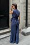 Women's Sleeveless Belted Woven Modal Top and Bottom Set - 5