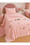 Pinka Children's Pique Set Single 160X235 cm Pink Patterned Pique Set with Sheets and Pillowcases - 6