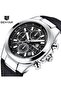 Watches for Men Luxury Quartz Water Resistant Watch Men's Chronograph Genuine Leather Strap 5206BK