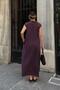 Burgundy Polo Collar Low Sleeve Pocketed Flared Women's Modal Dress - 6