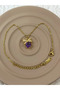 💎   Premium Gold Color Stylish and Shiny 316L Steel Bow and Purple Stone Anklet (25cm) - 2