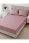 Cotton Plum Color Striped Satin Double King Size Bed Sheet Set