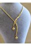 Design Gold Color Double Metal Ball Figured Necklace - 3