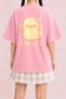 Women's Cute Smile Duck Printed Oversize Crew Neck Cotton Casual Combed Cotton T-Shirt