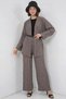 Women's V-Neck High Waist Belted Smoked Two-Piece Suit - 3