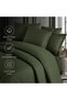 100% Cotton Satin Striped Double Duvet Cover Set - Green - 6