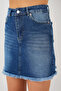 Women's Tasseled Mini Cotton Navy Blue Denim Skirt - 3