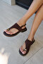 Corspi Women's Brown Genuine Leather Suede Flip Flops - 4