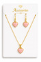Pink White Red Heart Figured Gold Necklace and Earrings Jewelry Set – Women's Stylish Minimal Accessory